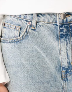 Curved Wide Leg Fit Jeans Mediumstone