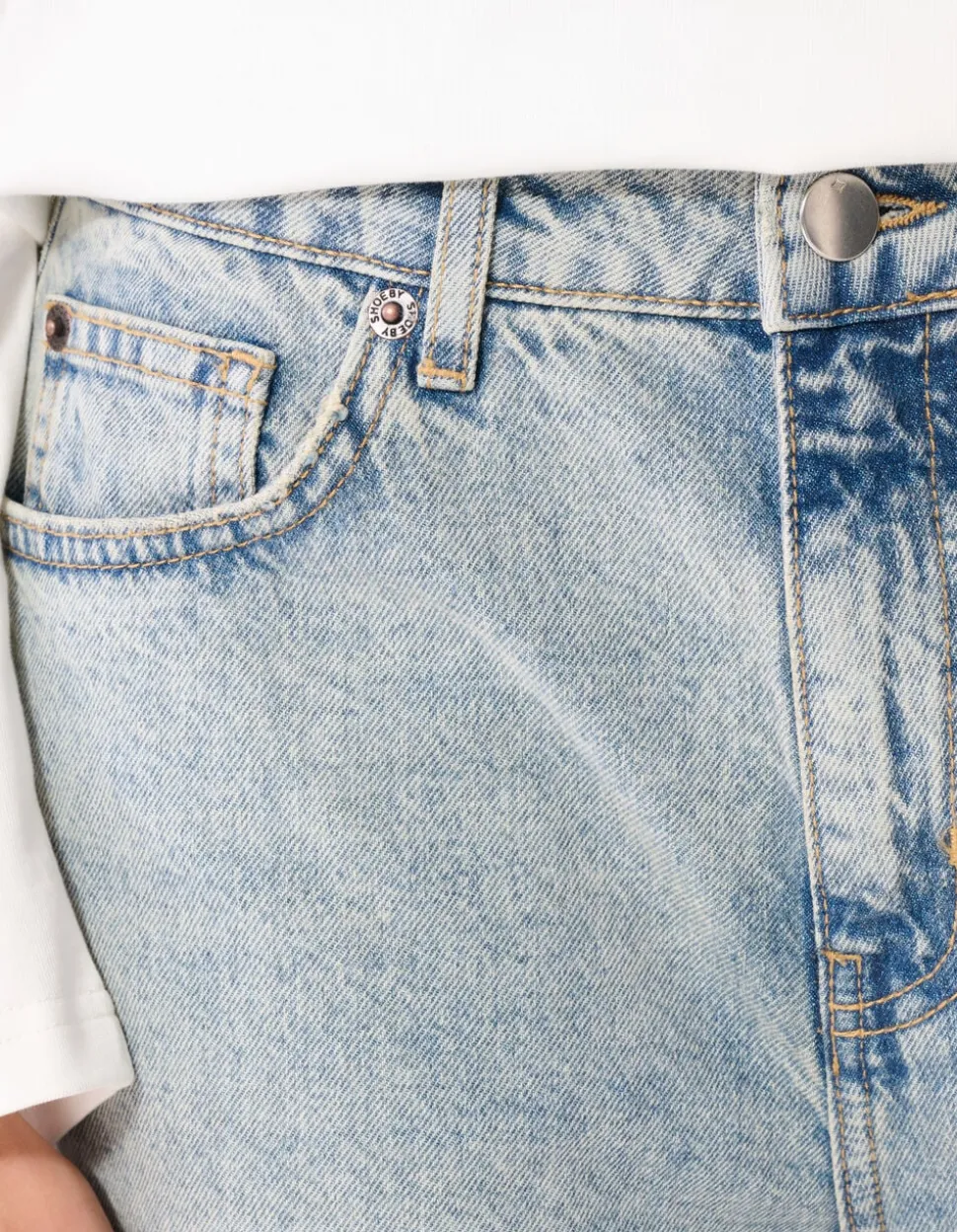 Curved Wide Leg Fit Jeans Mediumstone