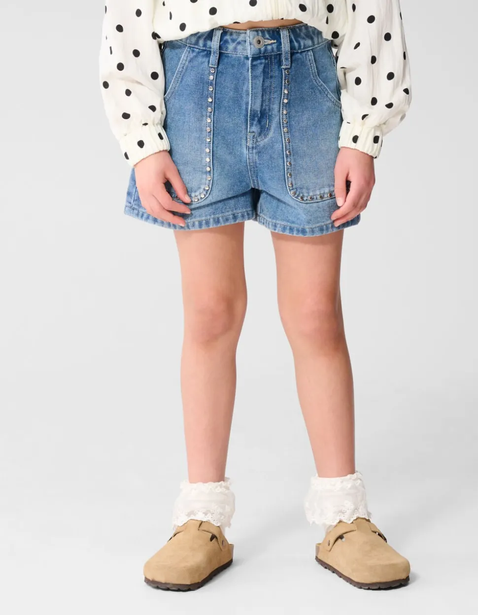 Denim Studs Short Blauw