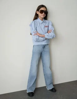 Denim Wide Leg Jeans Blauw
