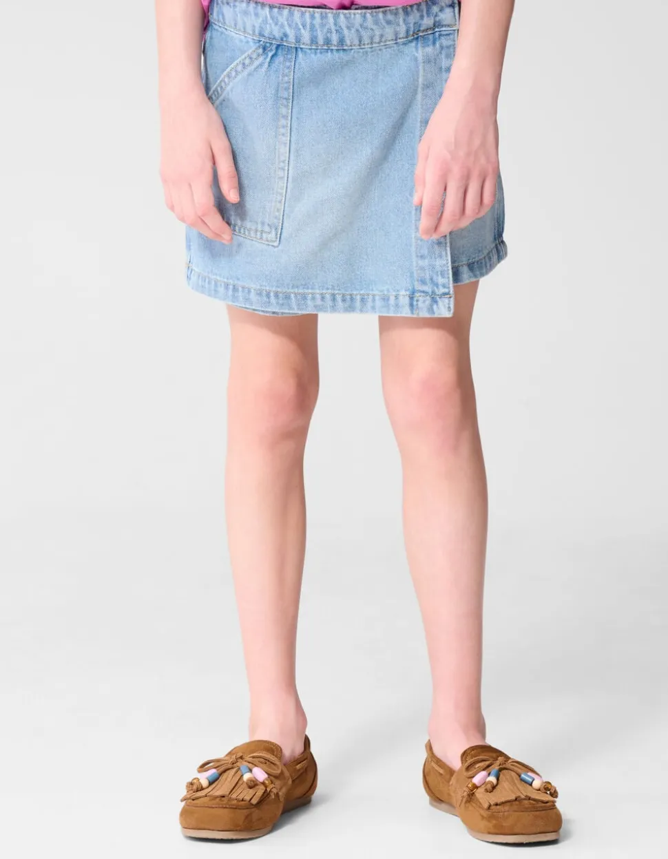 Denim Wrap Skort Bleached