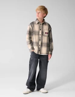 Destroyed Check Overshirt Gebroken Wit/Zwart