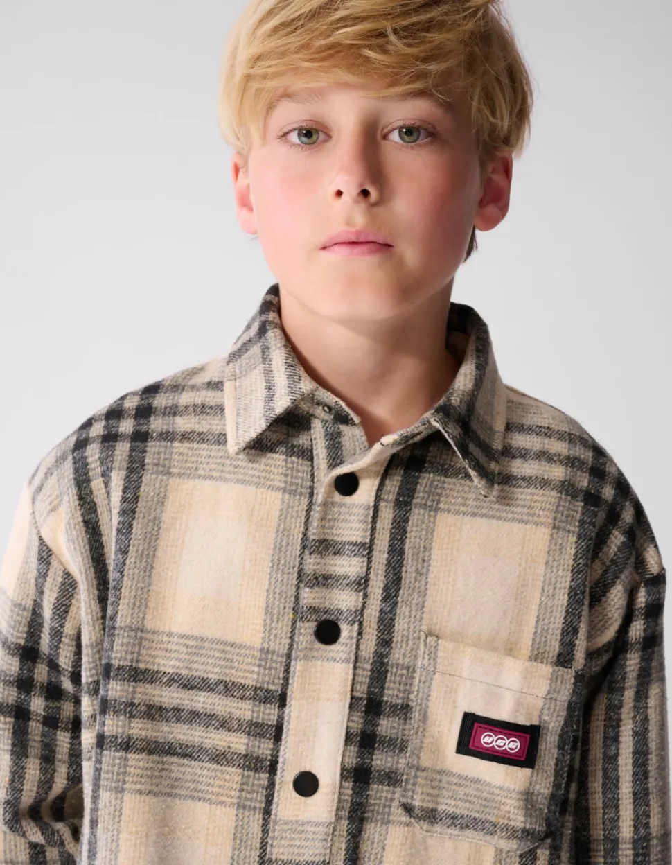 Destroyed Check Overshirt Gebroken Wit/Zwart