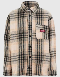 Destroyed Check Overshirt Gebroken Wit/Zwart