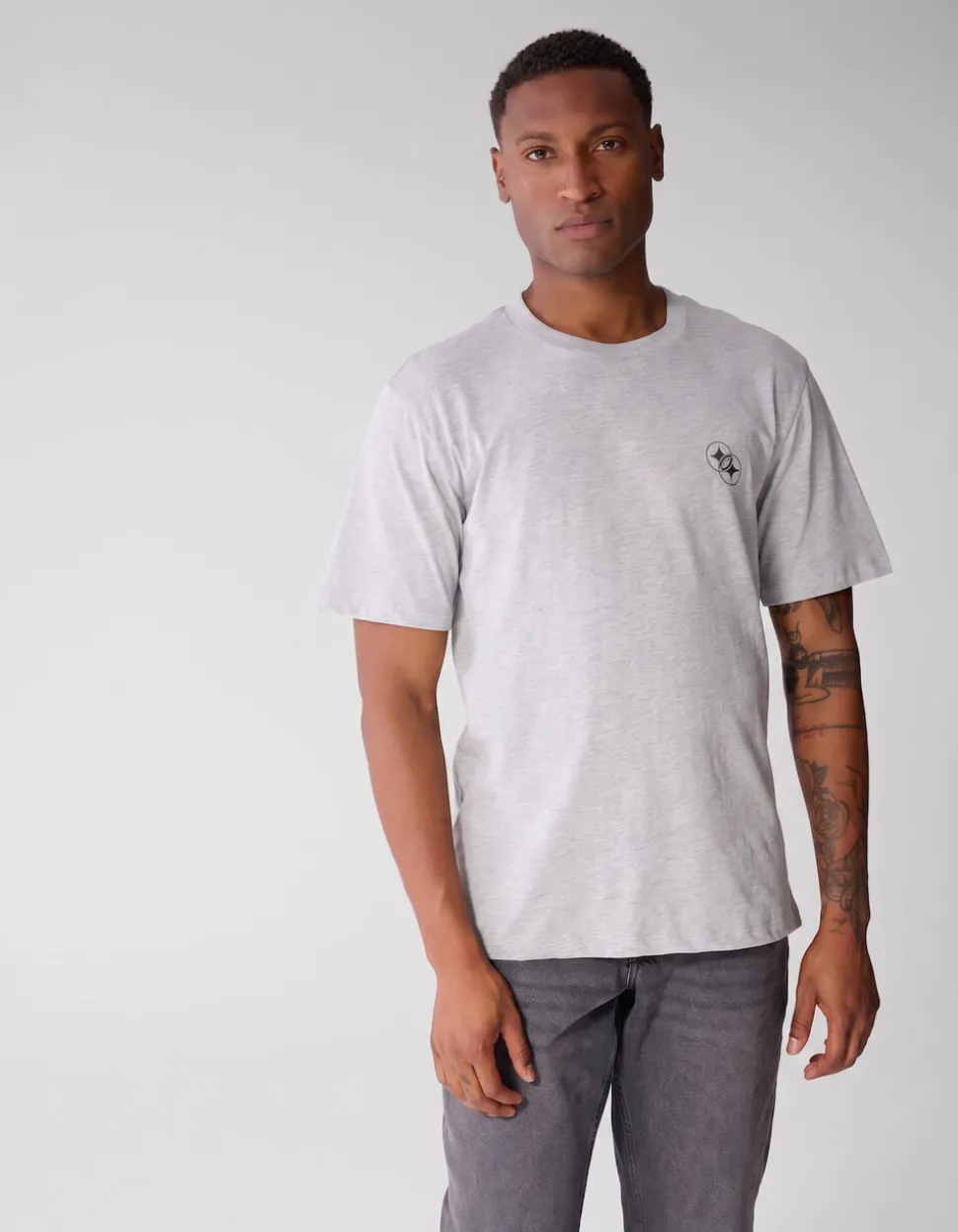 Diagonal T-shirt Lichtgrijs