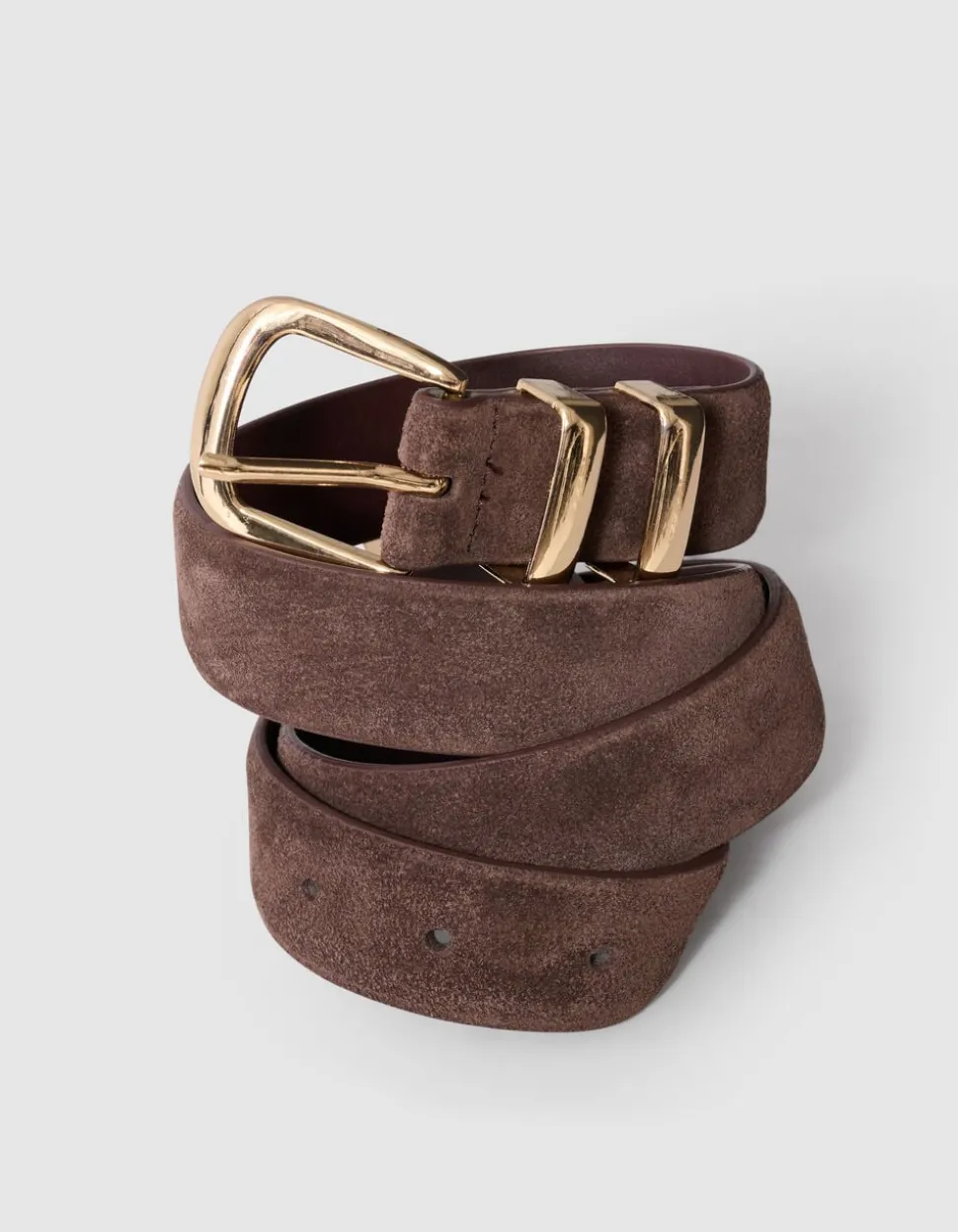 Double Metal Suède Riem Donkerbruin