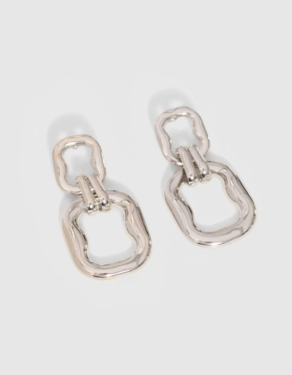 Double Squared Oorbellen Zilver