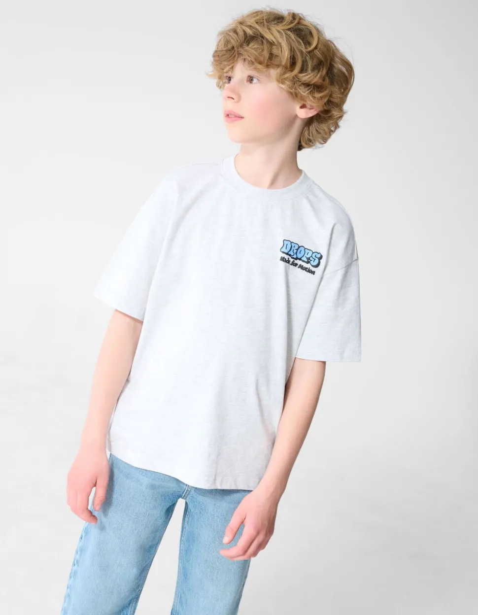 Drops Artwork T-shirt Lichtgrijs