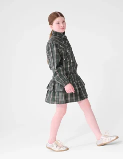 Embellished Check Bomber Donkergroen