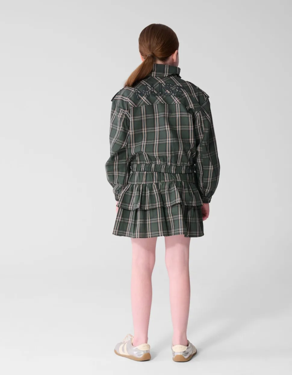 Embellished Check Bomber Donkergroen