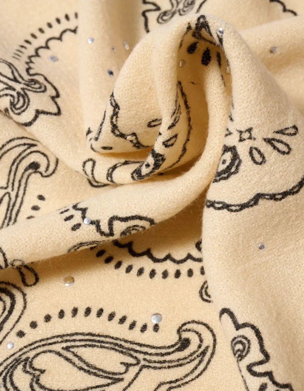 Embellished Paisley Sjaal Gebroken Wit