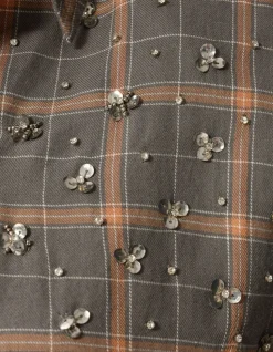 Embellished Ruiten Blouse Grijs