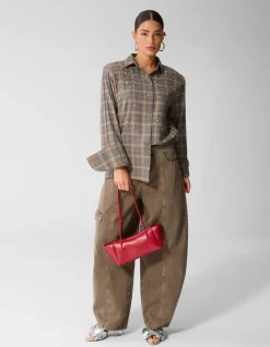 Embellished Ruiten Blouse Grijs