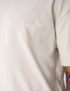 Embroidery Logo T-shirt Beige