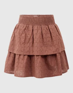 Embroidery Mini Rok Bruin