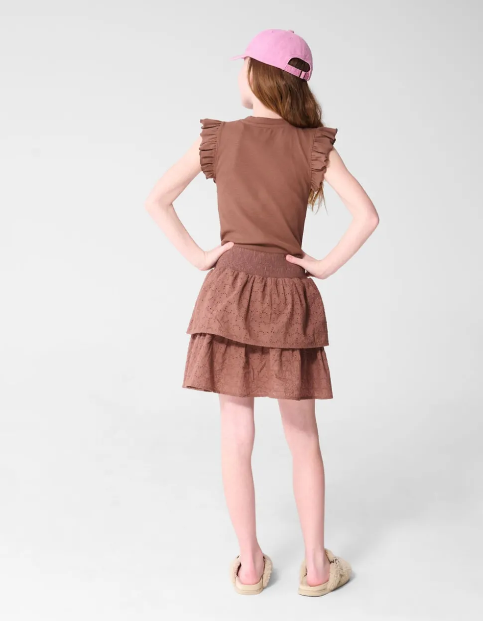 Embroidery Mini Rok Bruin