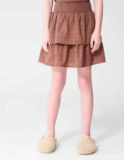 Embroidery Mini Rok Bruin