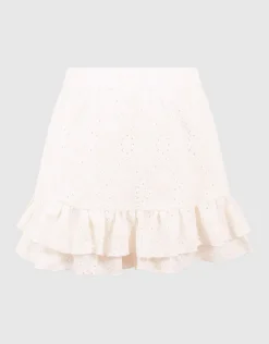 Embroidery Ruffle Skort Wit