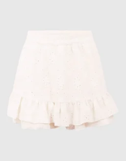 Embroidery Ruffle Skort Wit
