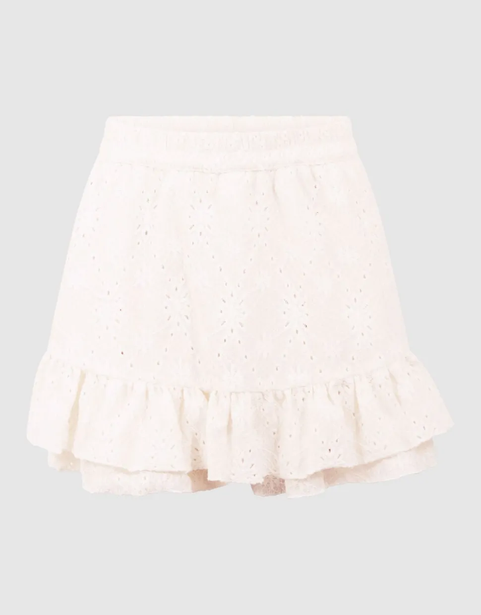Embroidery Ruffle Skort Wit