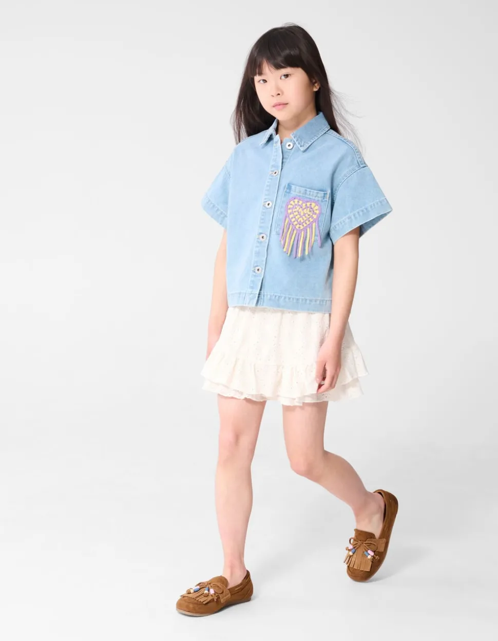 Embroidery Ruffle Skort Wit