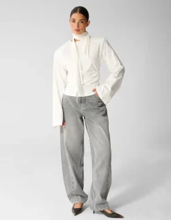 Eyelet Barrel Fit Jeans Grijs