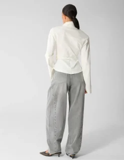Eyelet Barrel Fit Jeans Grijs