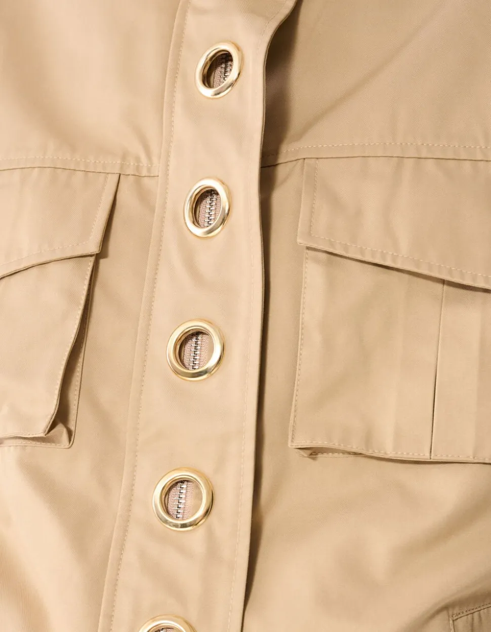 Eyelet Sleeveless Jack Camel