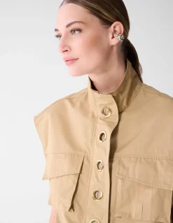 Eyelet Sleeveless Jack Camel