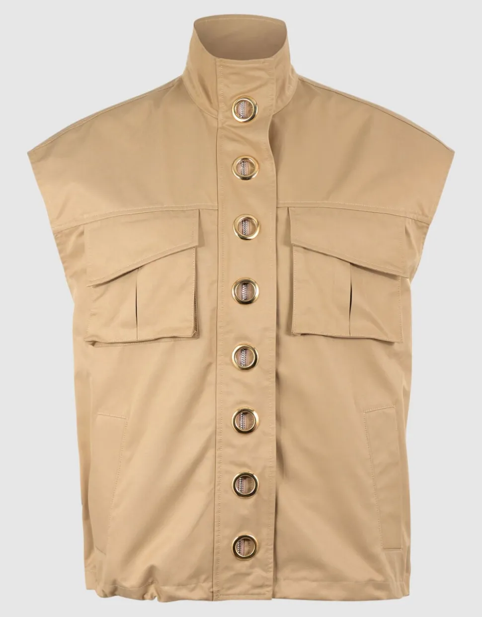 Eyelet Sleeveless Jack Camel