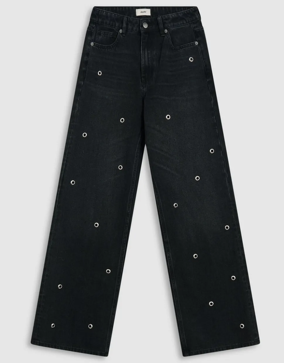 Eyelet Straight Fit Jeans Donkergrijs