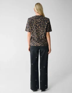 Eyelet Straight Fit Jeans Donkergrijs