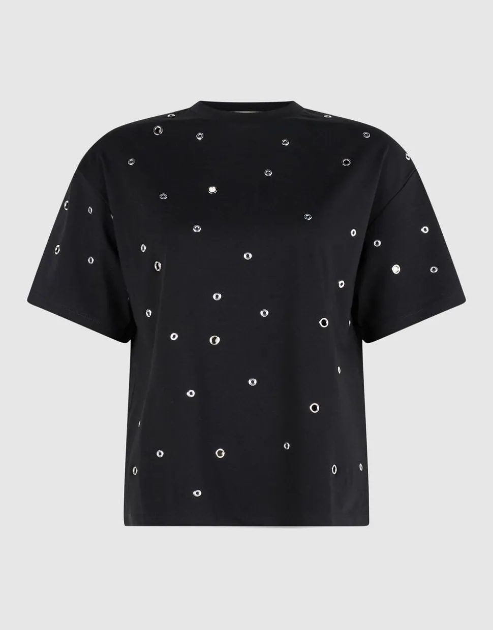 Eyelet T-shirt Zwart