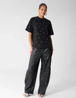 Eyelet T-shirt Zwart
