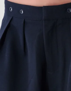 Eyelet Wide Leg Pantalon Donkerblauw