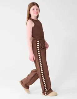 Fancy Tape Wide Leg Broek Bruin