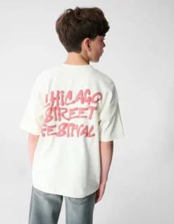 Festival Artwork T-shirt Gebroken Wit
