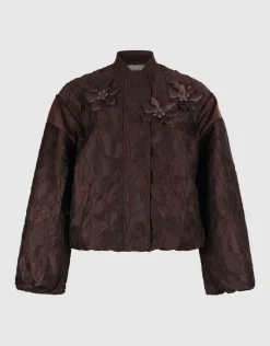 Flower Jacquard Bomber Donkerbruin