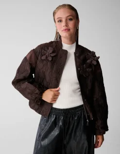 Flower Jacquard Bomber Donkerbruin