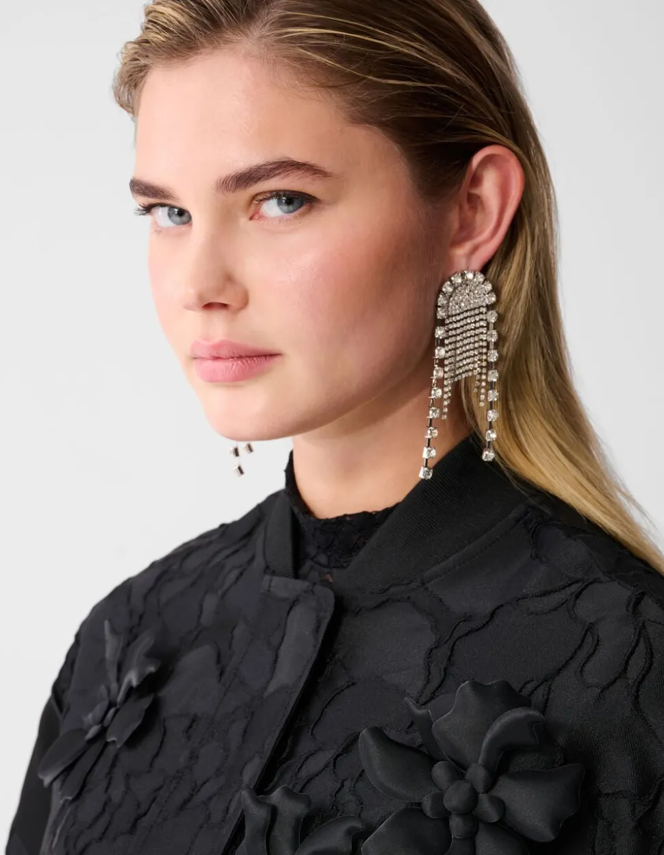Flower Jacquard Bomber Zwart