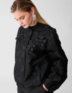 Flower Jacquard Bomber Zwart