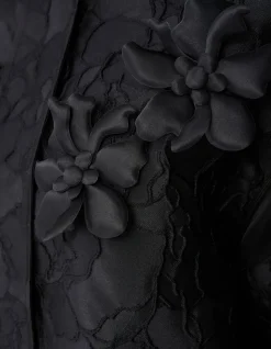 Flower Jacquard Bomber Zwart