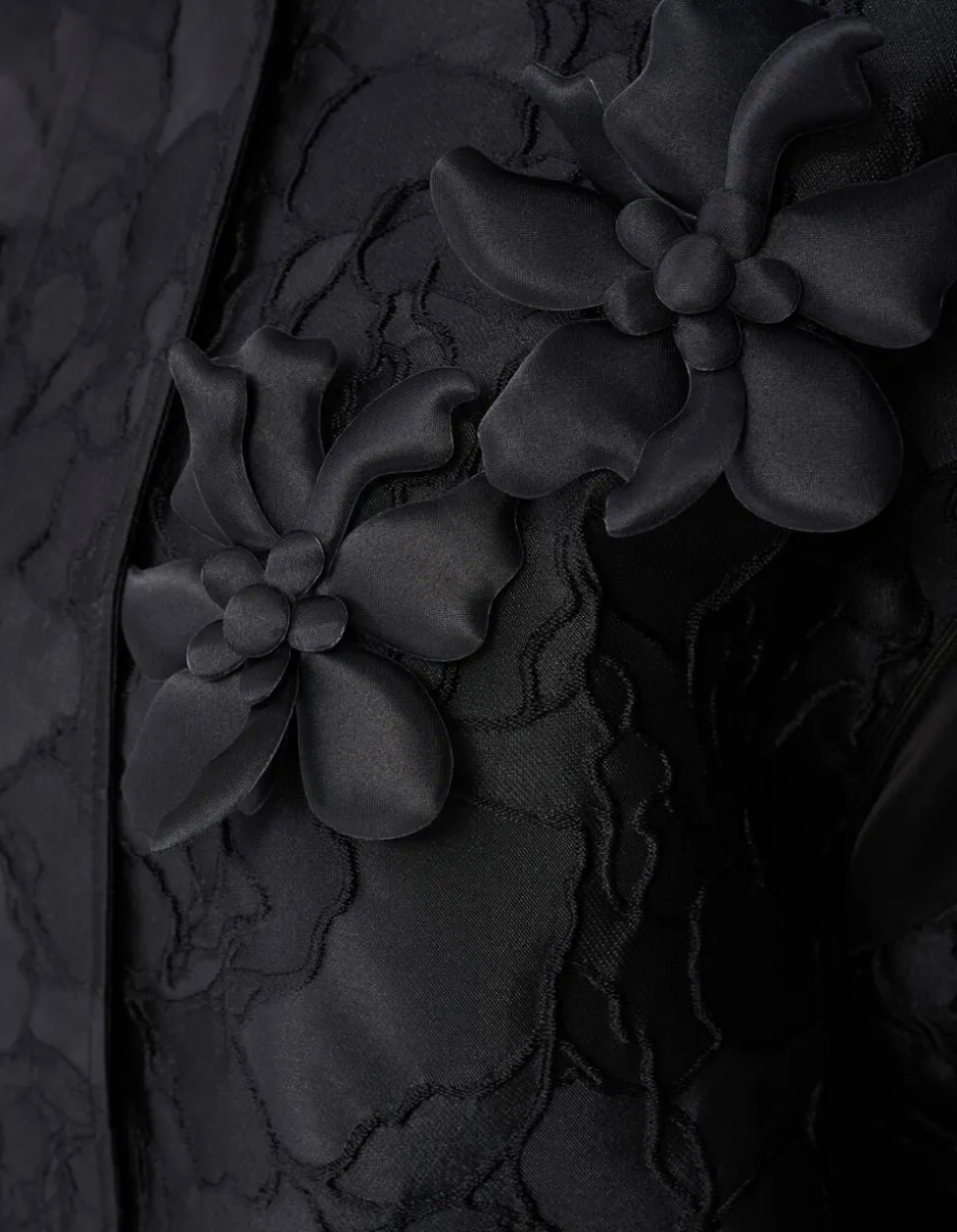Flower Jacquard Bomber Zwart