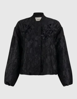 Flower Jacquard Bomber Zwart