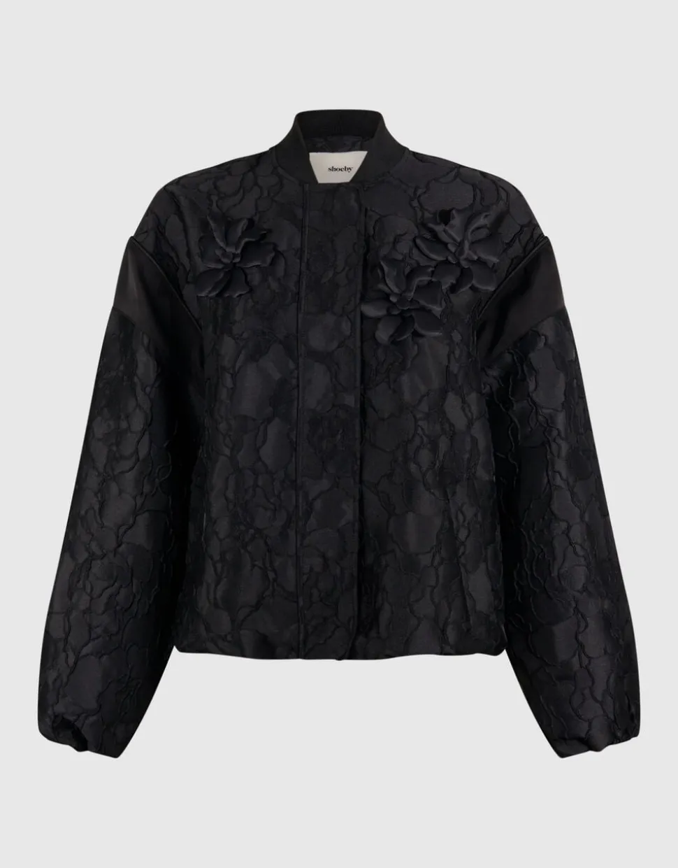 Flower Jacquard Bomber Zwart