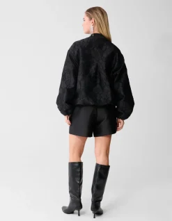 Flower Jacquard Bomber Zwart