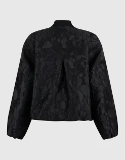 Flower Jacquard Bomber Zwart