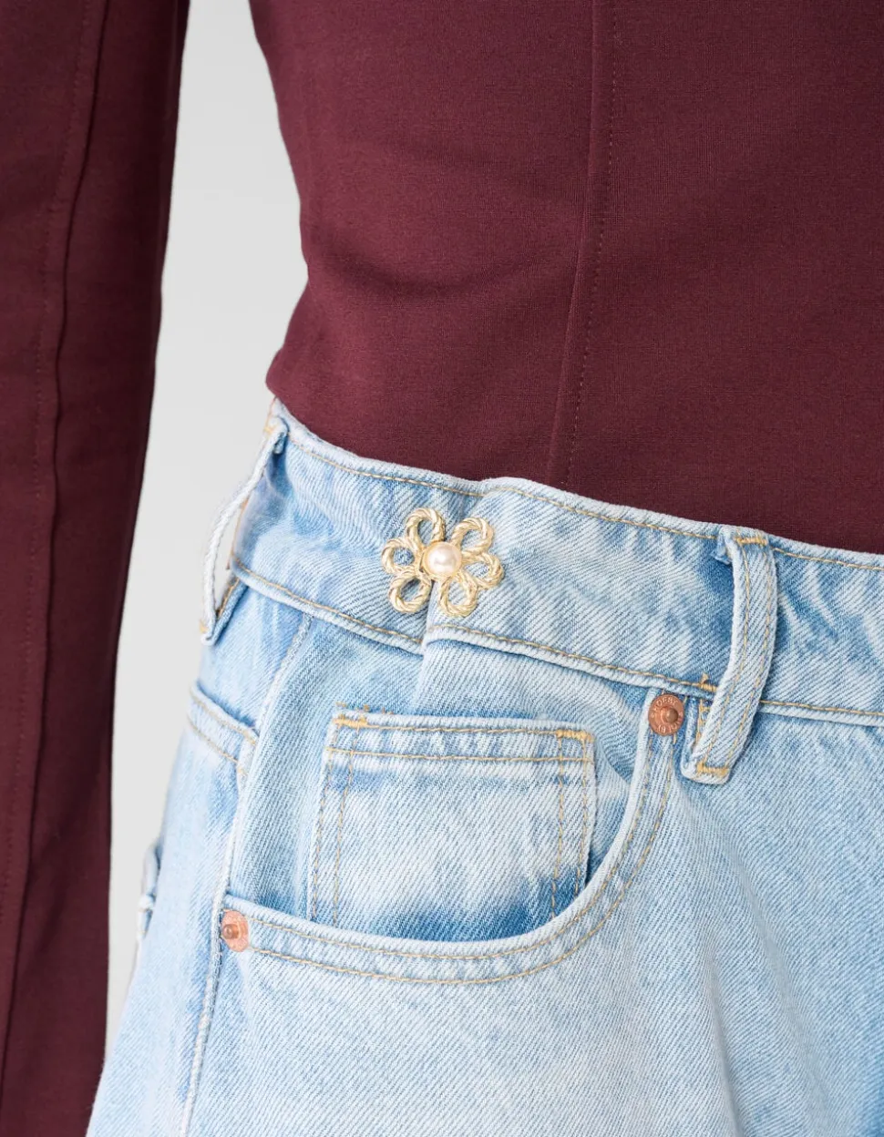 Flower Jeans Pins Goud