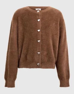 Fluffy Button Vest Bruin