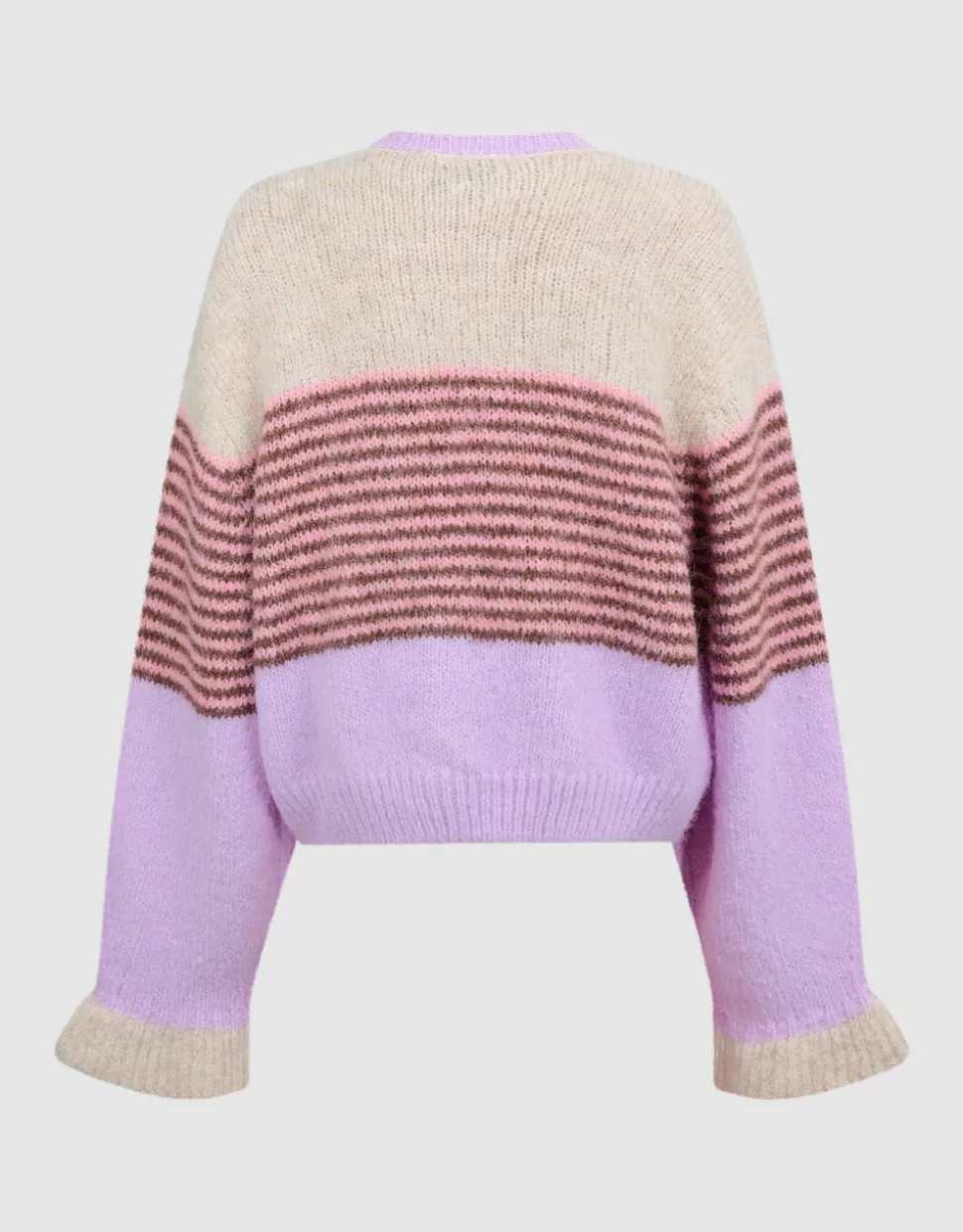 Fluffy Gestreept Vest Gebroken Wit/Paars